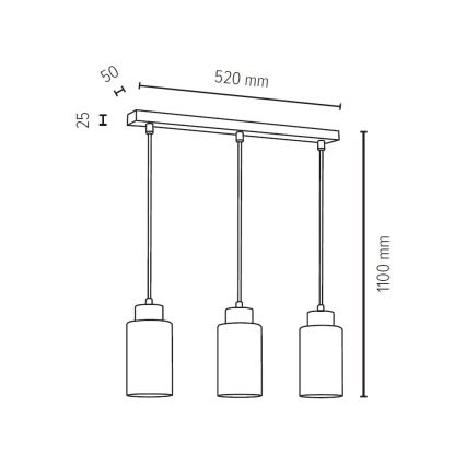 Lámpara colgante BOSCO 3xE27/60W/230V abedul