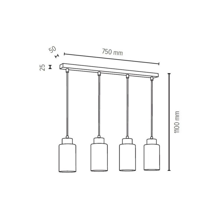 Lámpara colgante con cable BOSCO 4xE27/60W/230V