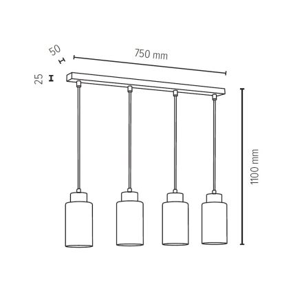 Lámpara colgante BOSCO 4xE27/60W/230V roble