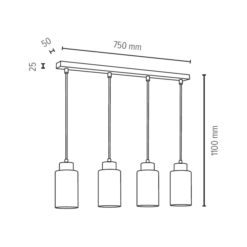 Lámpara colgante BOSCO 4xE27/60W/230V roble