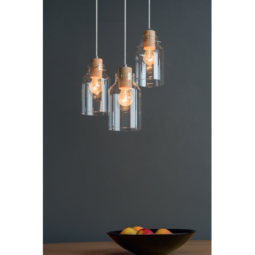 Lámpara colgante ALESSANDRO 1xE27/60W/230V roble