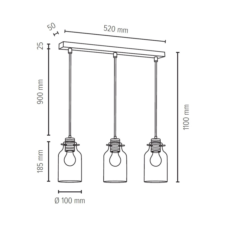 Lámpara colgante ALESSANDRO 3xE27/60W/230V roble
