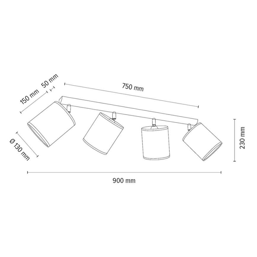 Lámpara de focos BENITA 4xE27/25W/230V marrón/roble