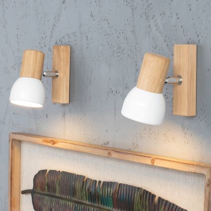 Aplique de pared orientable SVENDA 1xE27/60W/230V, roble