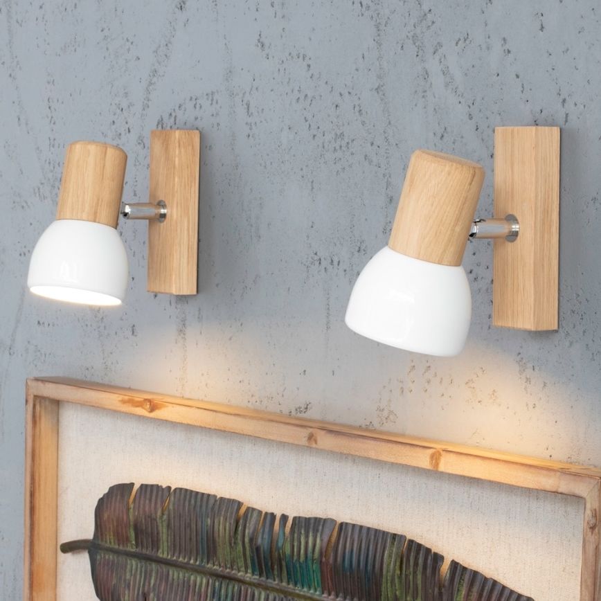 Aplique de pared orientable SVENDA 1xE27/60W/230V, roble