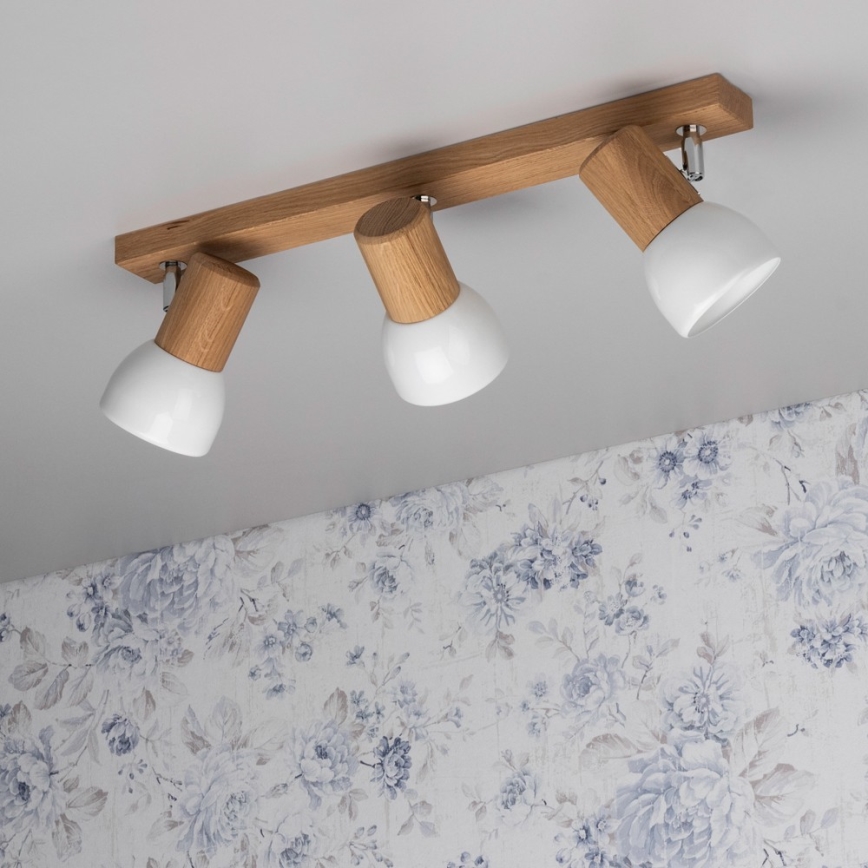 Lámpara de focos SVENDA 3xE27/60W/230V roble/blanco