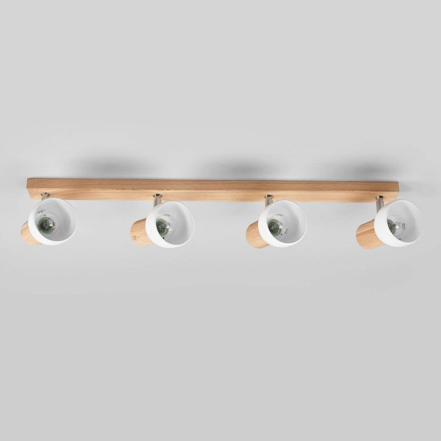 Lámpara de techo con focos SVENDA 4xE27/60W/230V roble/blanco