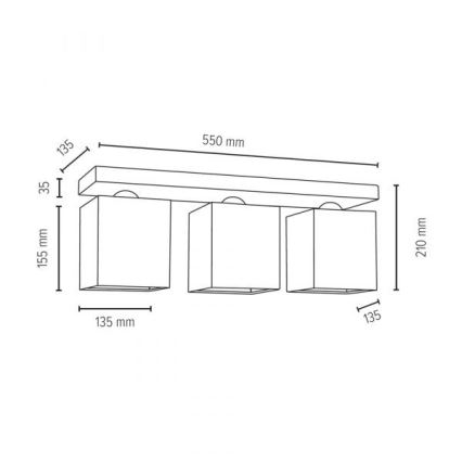 Plafón GREAT 3xE27/25W/230V - certificado FSC