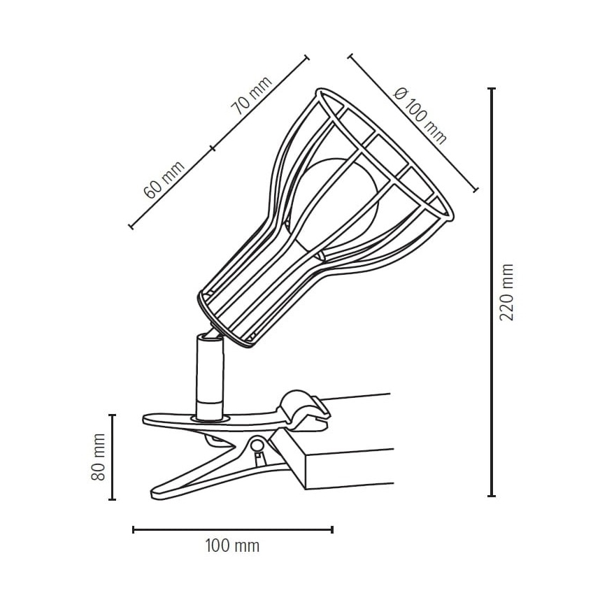 Lámpara con clip MEGAN 1xE14/40W/230V – Certificado FSC