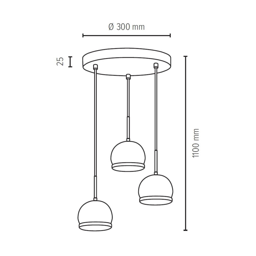 Lámpara LED colgante BALL WOOD 3xGU10/5W/230V haya