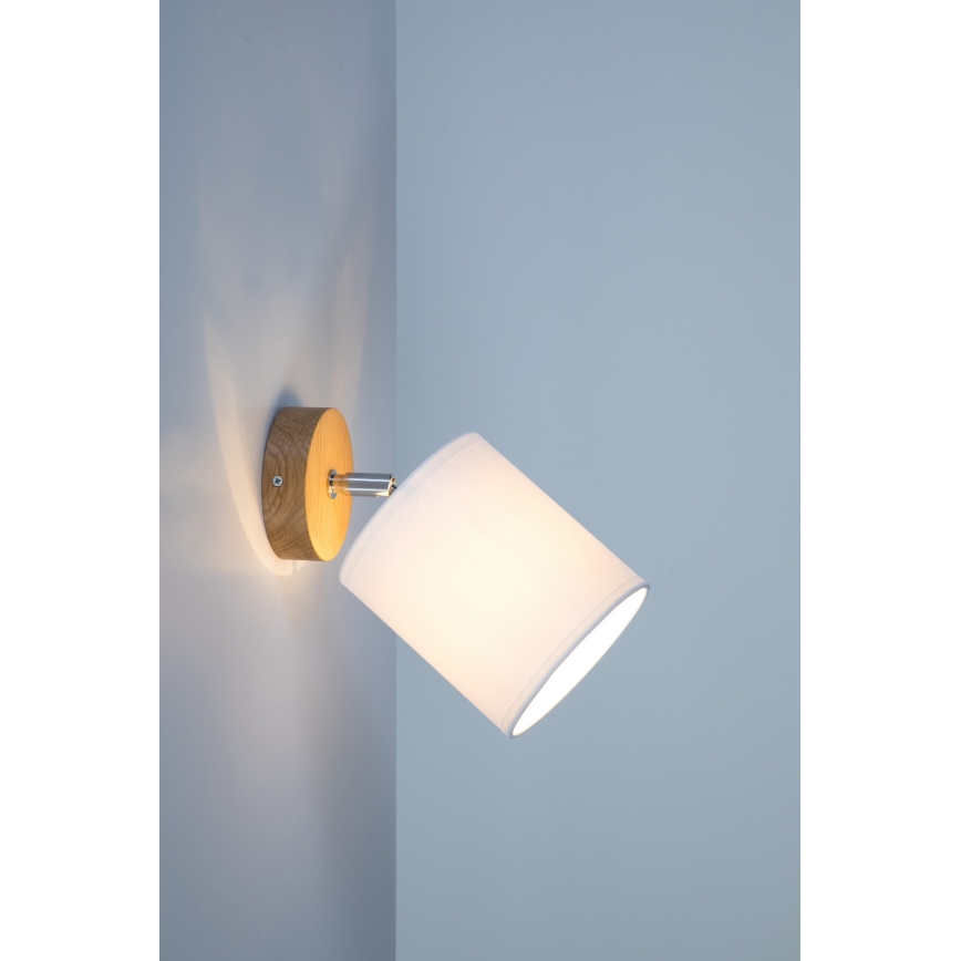 Aplique de pared orientable APRILLIA 1xE27/25W/230V roble/blanco