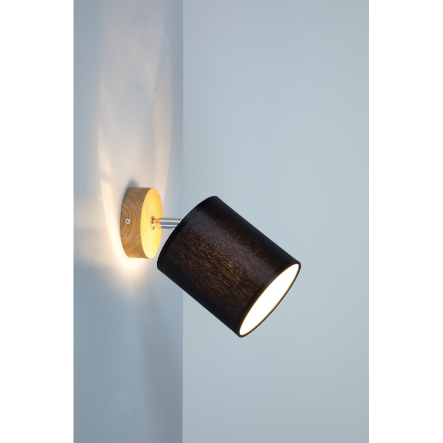 Aplique de pared con foco APRILLIA 1xE27/25W/230V, acabado roble/negro