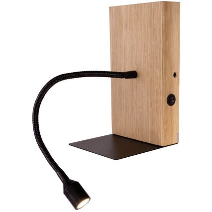 Aplique de pared LED LECTOR LED/2,5W/230V USB roble