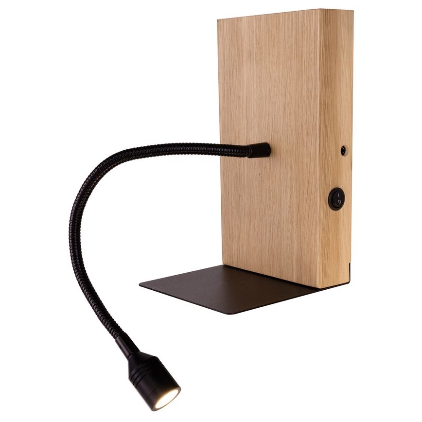 Aplique LED LECTOR LED/2,5W/230V USB roble