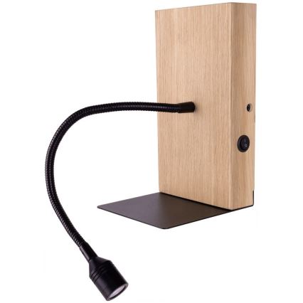 Aplique LED LECTOR LED/2,5W/230V USB roble