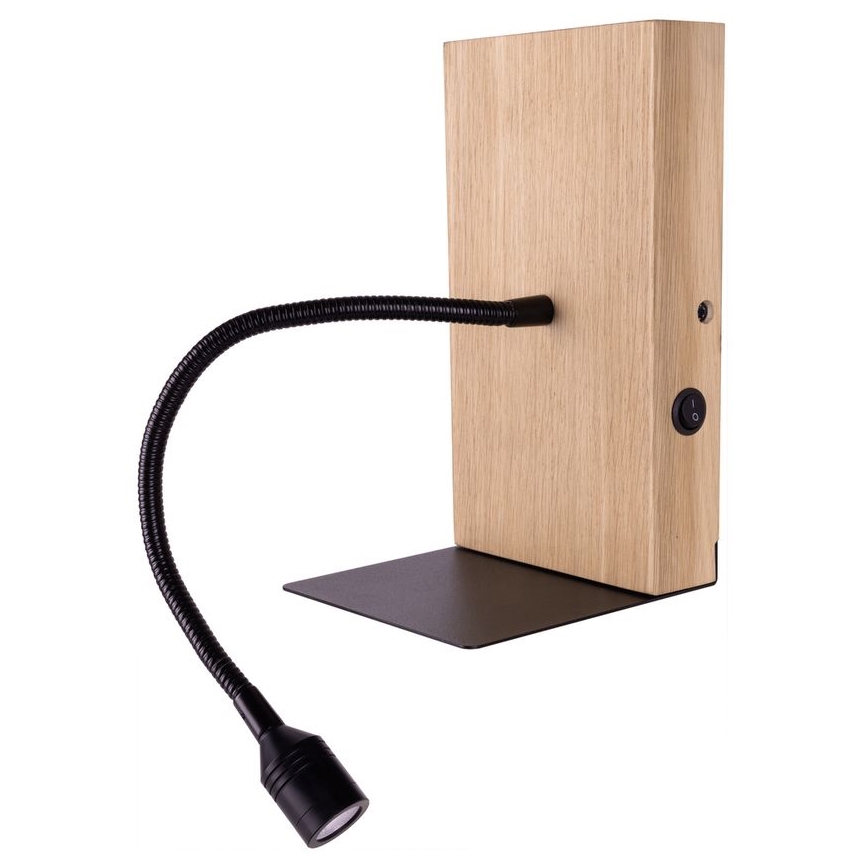Aplique LED LECTOR LED/2,5W/230V USB roble