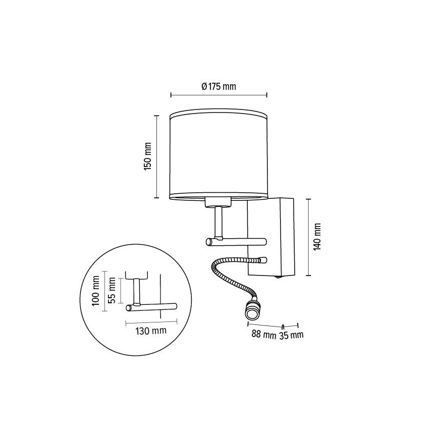 Lámpara flexible BOHO 1xE27/25W + LED/1W/230V roble