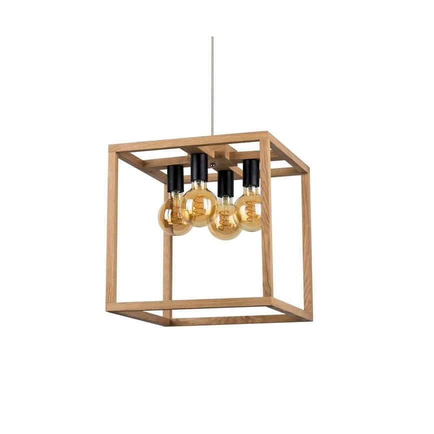 Lámpara colgante KAGO 4xE27/60W/230V roble