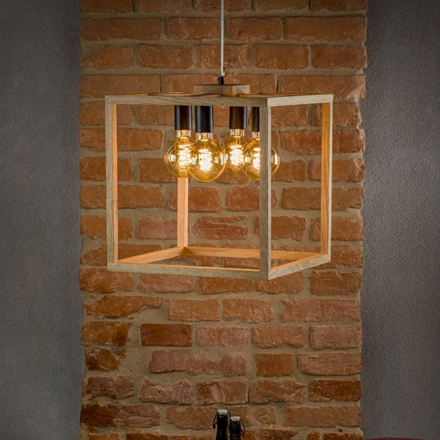 Lámpara colgante KAGO 4xE27/60W/230V roble