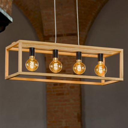 Lámpara colgante KAGO 4xE27/60W/230V roble mate