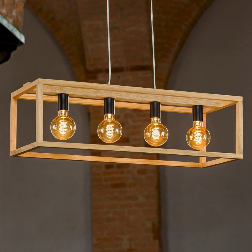 Lámpara colgante KAGO 4xE27/60W/230V roble mate