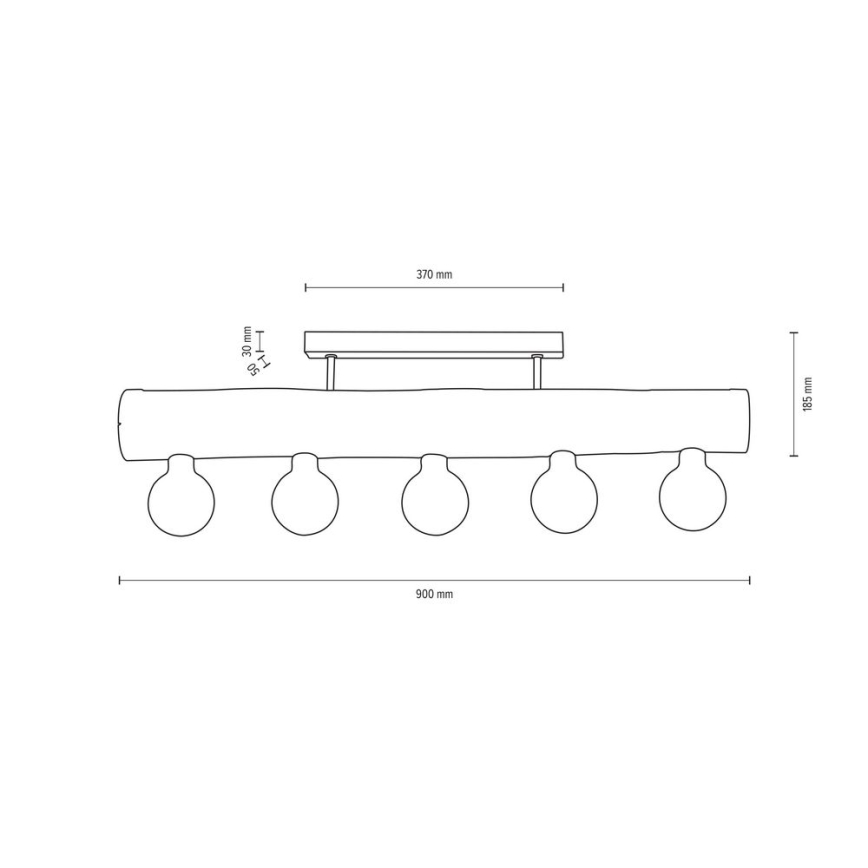 Lámpara de techo TRABO 5xE27/60W/230V pino