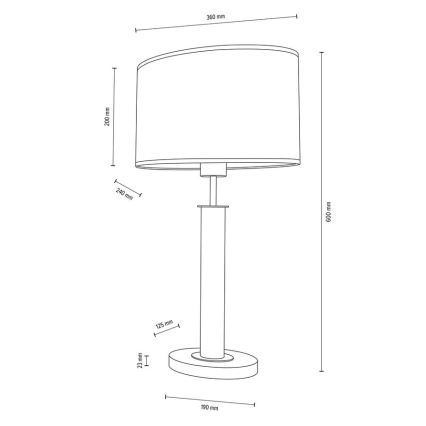Lámpara de mesa MERCEDES 1xE27/40W/230V 60 cm color crema/roble