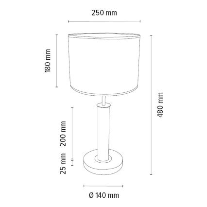 Lámpara de mesa BENITA 1xE27/60W/230V 48 cm color crema/roble