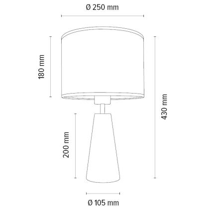 Lámpara de mesa MERCEDES 1xE27/40W/230V diá. 43 cm color crema/roble