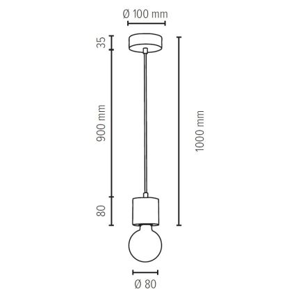 Lámpara colgante con cable PINO 1xE27/60W/230V pino