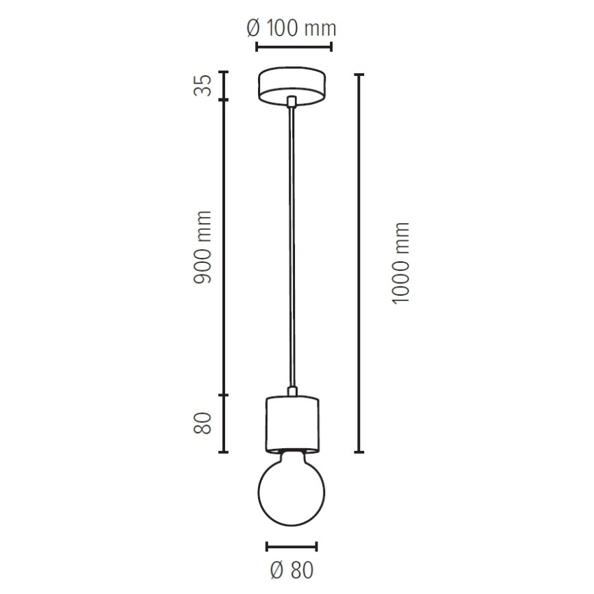 Lámpara colgante con cable PINO 1xE27/60W/230V pino
