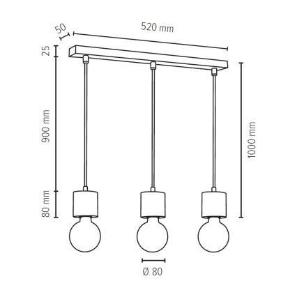 Lámpara colgante PINO 3xE27/60W/230V pino
