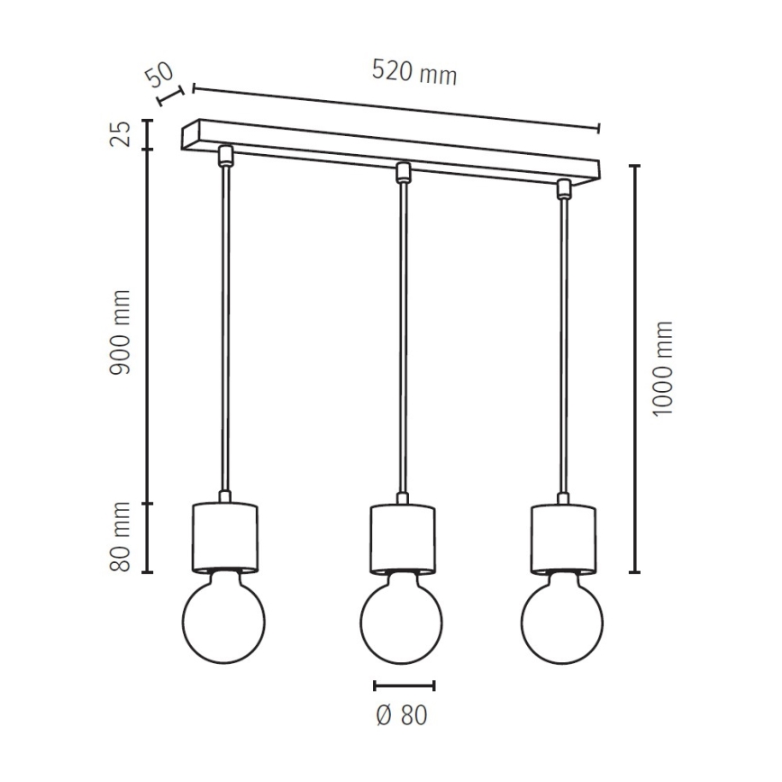 Lámpara colgante PINO 3xE27/60W/230V pino