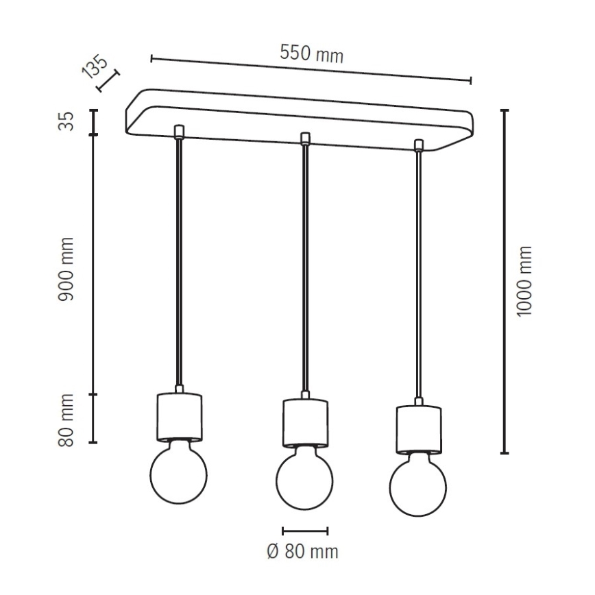 Lámpara colgante con cable STRONG 3xE27/60W/230V hormigón