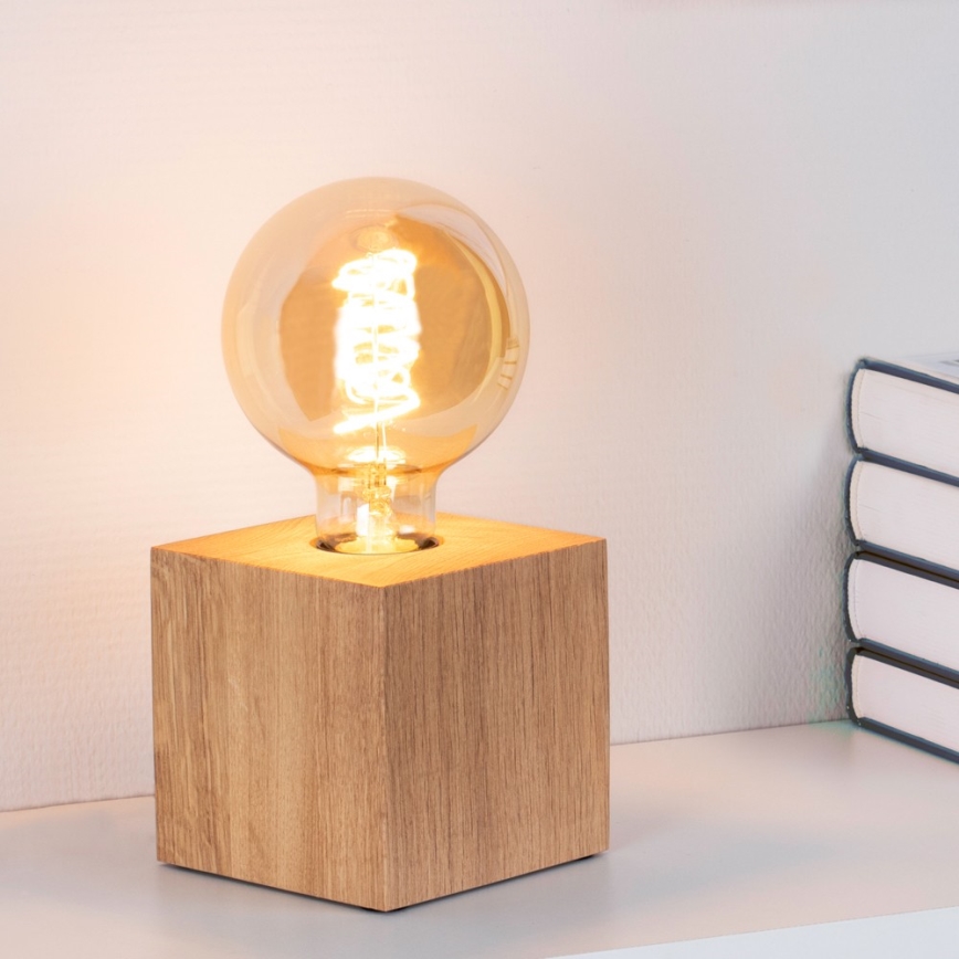 Lámpara de mesa TRONGO SQUARE 1xE27/25W/230V roble