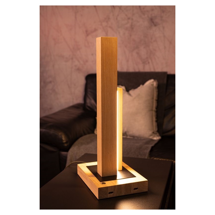 Lámpara de mesa LED regulable SOHO BLACK LED/10W/230V 45 cm roble