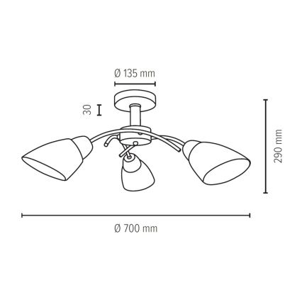 Lámpara de techo VILETTA 3xE27/60W/230V roble