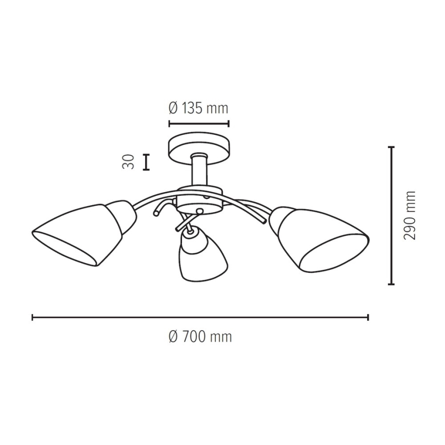 Lámpara de techo VILETTA 3xE27/60W/230V roble