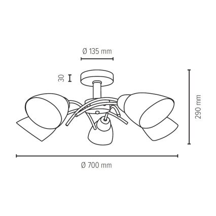 Lámpara de techo VILETTA 5xE27/40W/230V roble