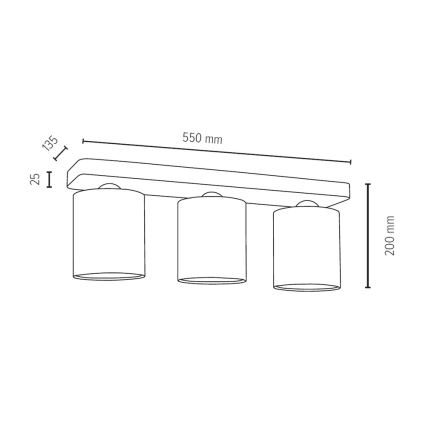 Lámpara de techo JENTA 3xE27/25W/230V roble