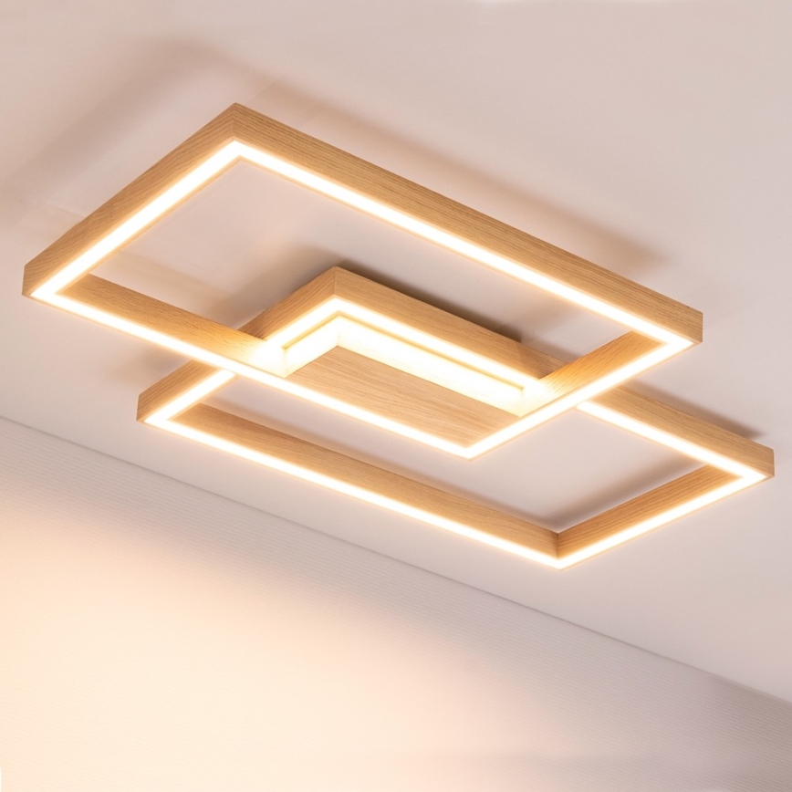 Plafón LED regulable RAMME LED/48W/230V roble mate + control remoto