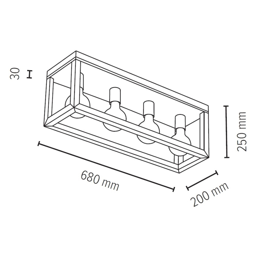 Lámpara de techo KAGO 4xE27/60W/230V roble mate