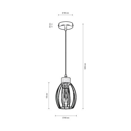 Lámpara colgante GUNNAR 1xE27/60W/230V roble