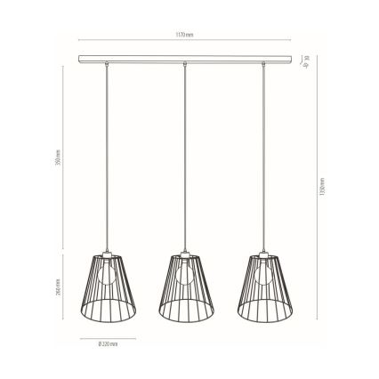 Lámpara colgante ORAZIO 3xE27/60W/230V pino