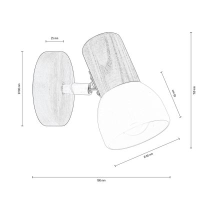 Aplique de pared con foco NEL 1xE27/15W/230V pino