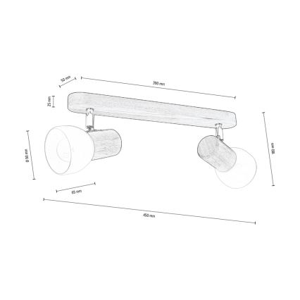 Foco de techo NEL 2xE27/15W/230V pino