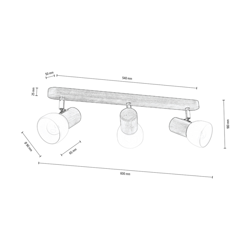 Foco de techo NEL 3xE27/15W/230V pino