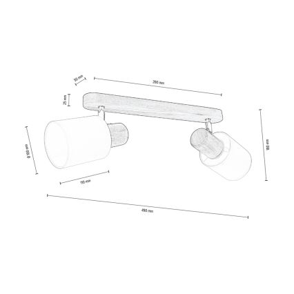 Foco de techo TRENDY 2xE27/15W/230V pino