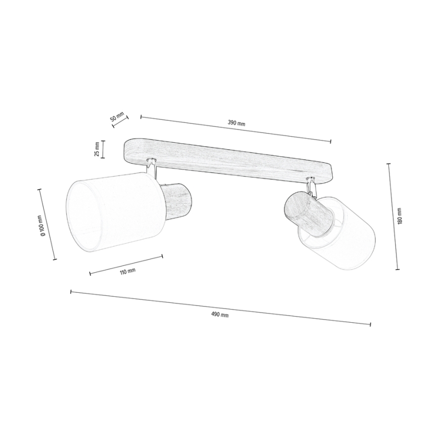 Foco de techo TRENDY 2xE27/15W/230V pino