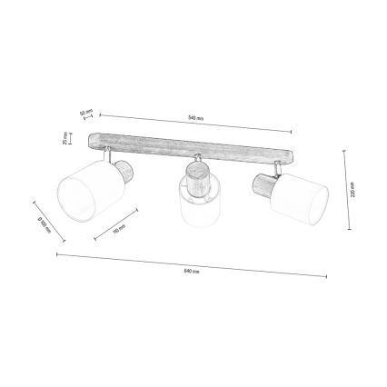 Foco de techo TRENDY 3xE27/15W/230V pino